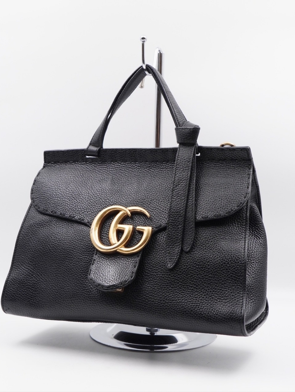 CH05 💗 Gucci GG Marmont Top Handle Bag Leather Small satchel - Picture 3 of 15